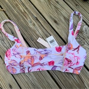Nanette Lepore swim top petal Pink and Purple Floral cottagecore feminine